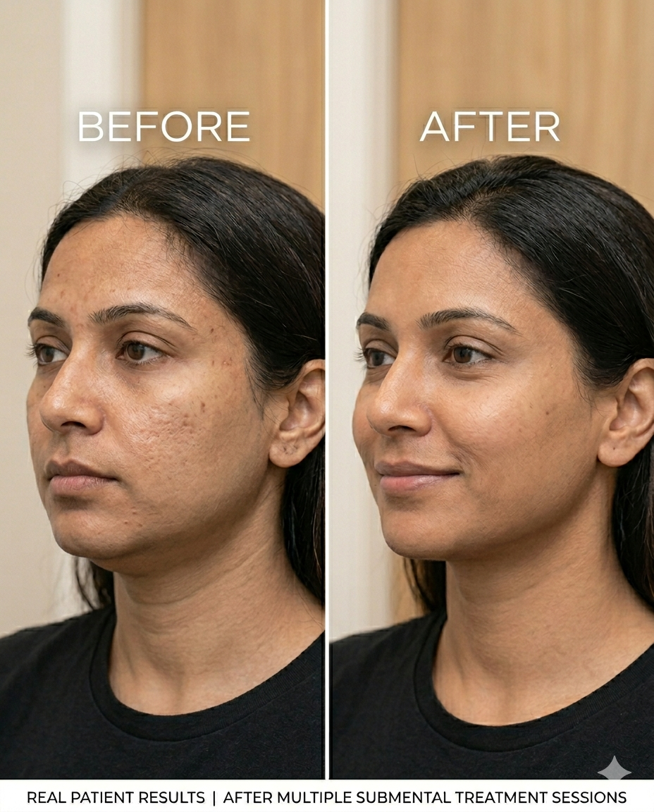 Before and after — Fat Loss Injection — Double Chin at GlowMed Aesthetics Waterdown