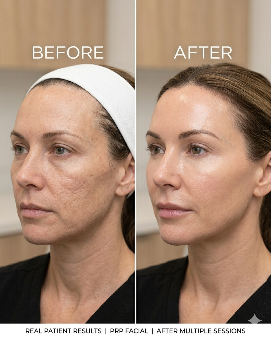Before and after — PRP Facial at GlowMed Aesthetics Waterdown