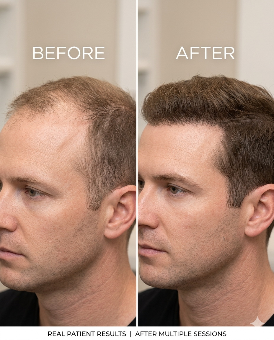 Before and after — PRP Hair Restoration at GlowMed Aesthetics Waterdown